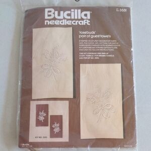 Bucilla Needlecraft Rosebuds Pair of Guest Towels Kit Vintage Kit 3551